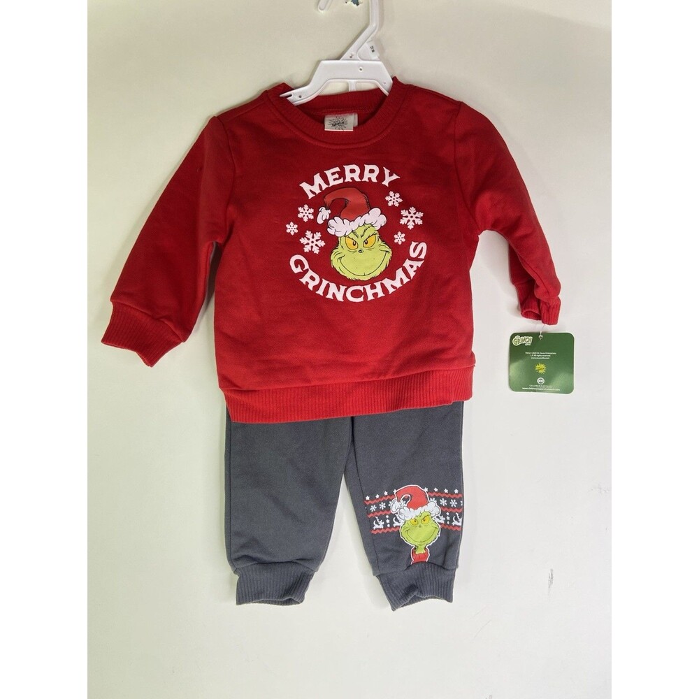 Dr. Seuss The Grinch Merry Christmas Shirt Top Pants Outfit Set Boys 12 Months